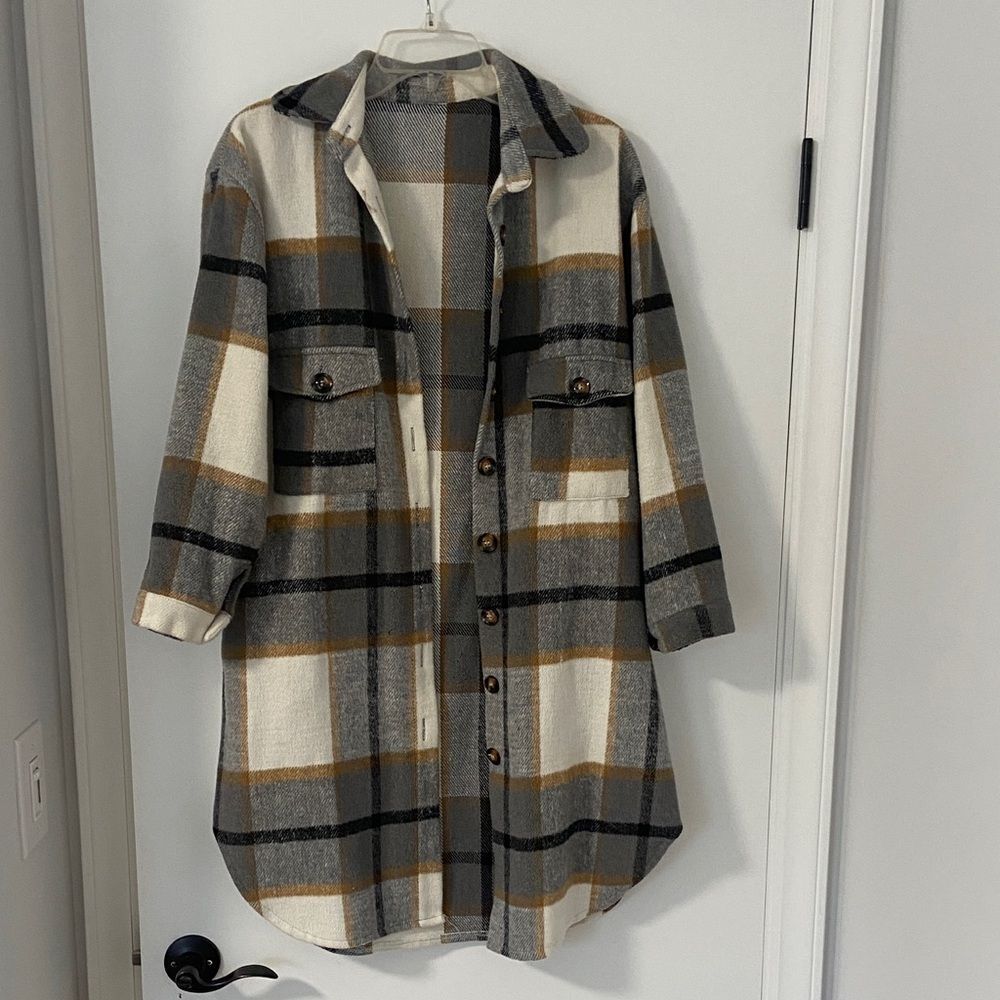 Plaid Button-Up Long Shacket